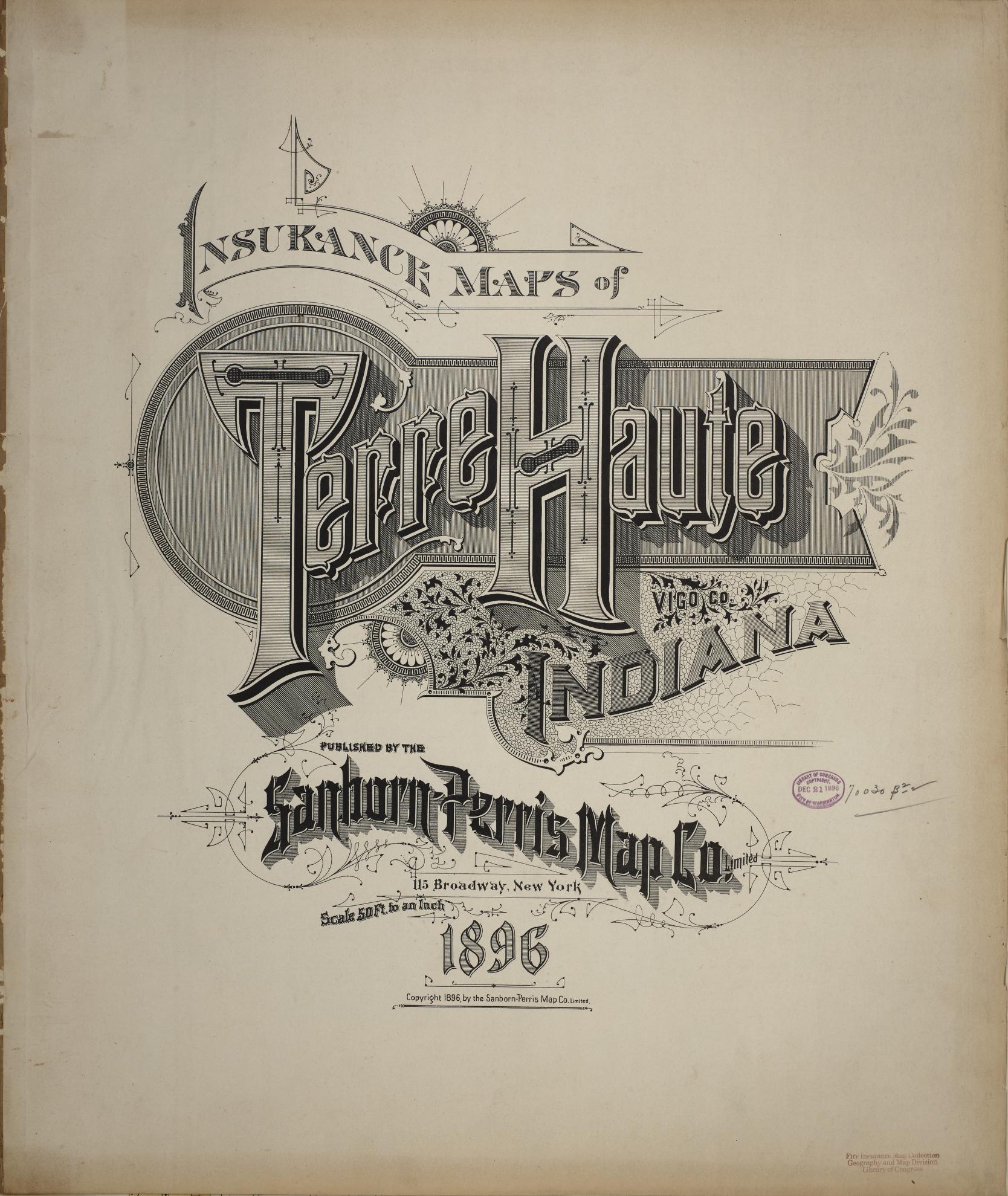 Sanborn Fire Insurance Map from Terre Haute, Vigo County, Indiana. (1896) – Historic Sanborn Fire Insurance Map Print