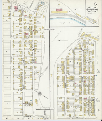 Sanborn Fire Insurance Map from Mauch Chunk, Carbon County, Pennsylvania (1915), Sheet #0006 - Complete Map Set gallery image, historic Sanborn map, vintage wall art, Pennsylvania Pennsylvania