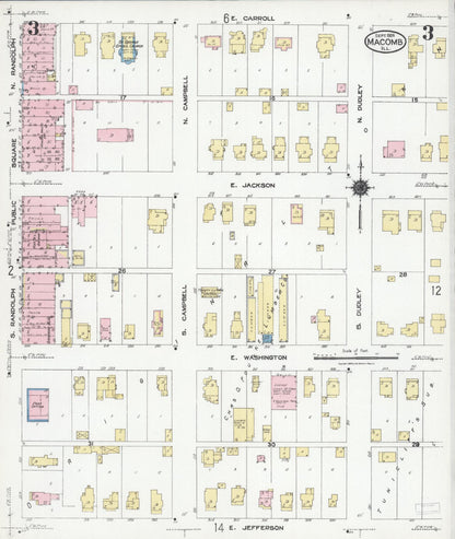 Sanborn Fire Insurance Map from Macomb, Mcdonough County, Illinois (1924), Sheet #0003 - Historic Sanborn Fire Insurance Map Print, vintage old map wall art, antique decor, genealogy gift, Illinois Illinois map