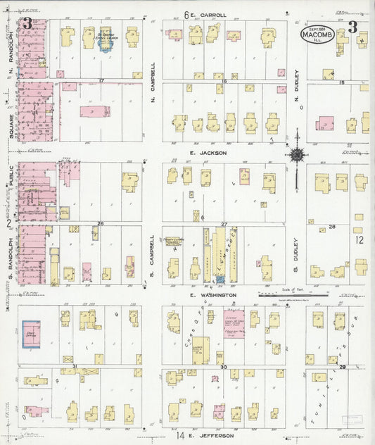 Sanborn Fire Insurance Map from Macomb, Mcdonough County, Illinois (1924), Sheet #0003 - Historic Sanborn Fire Insurance Map Print, vintage old map wall art, antique decor, genealogy gift, Illinois Illinois map