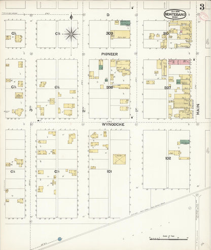 Sanborn Fire Insurance Map from Montesano, Grays Harbor County, Washington (1894), Sheet #0003 - Complete Map Set gallery image, historic Sanborn map, vintage wall art, Washington Washington