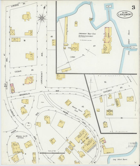 Sanborn Fire Insurance Map from Larchmont, Westchester County, New York (1898), Sheet #0003 - Historic Sanborn Fire Insurance Map Print, vintage old map wall art, antique decor, genealogy gift, New York New York map