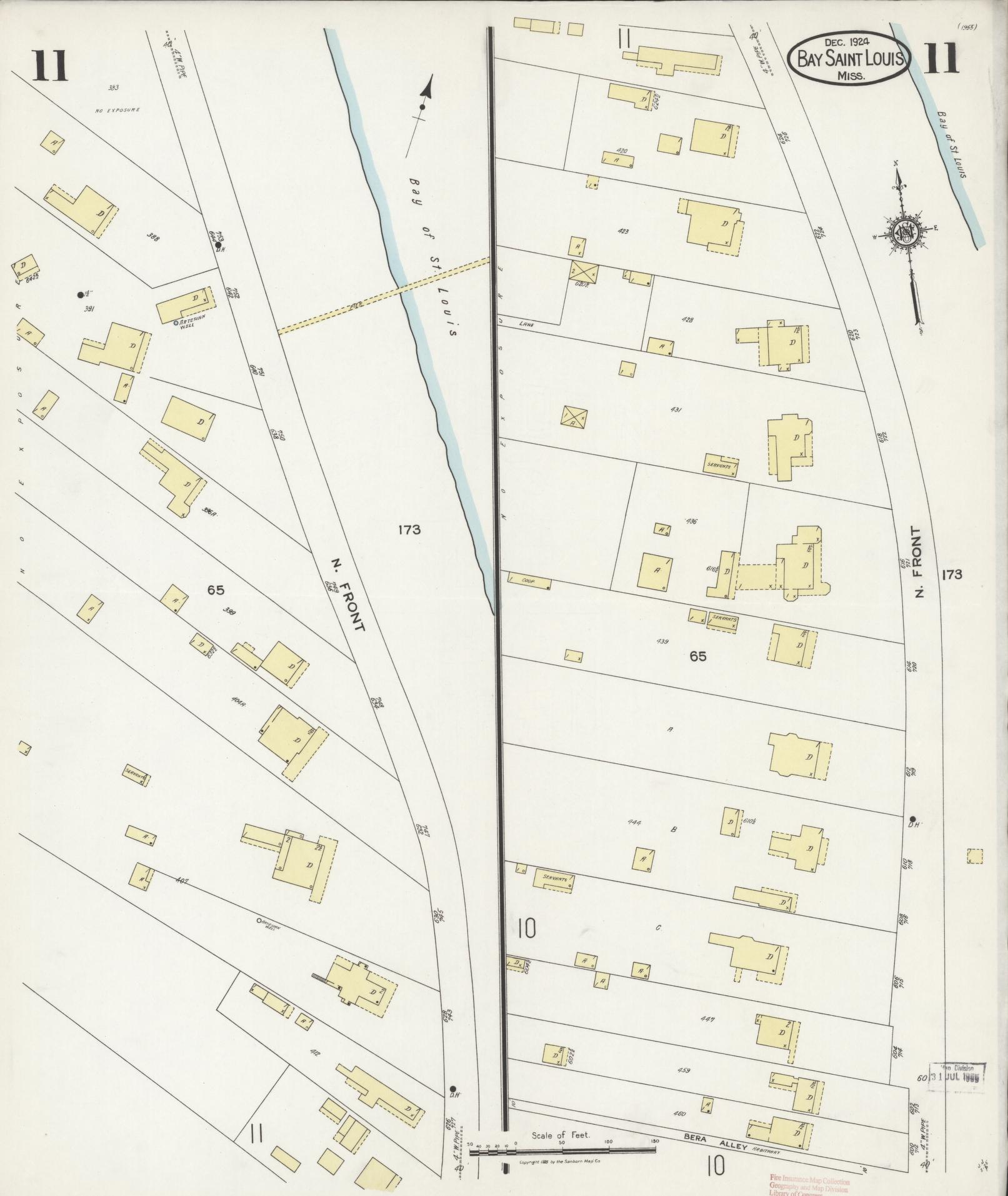 Sanborn Fire Insurance Map from Bay Saint Louis, Hancock County, Mississippi (1924), Sheet #0011 - Complete Map Set gallery image, historic Sanborn map, vintage wall art, Mississippi Mississippi
