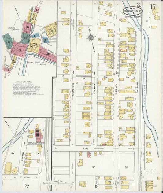 Sanborn Fire Insurance Map from Turtle Creek Valley, Allegheny County, Pennsylvania (1911), Sheet #0017 - Historic Sanborn Fire Insurance Map Print, vintage old map wall art, antique decor, genealogy gift, Pennsylvania Pennsylvania map