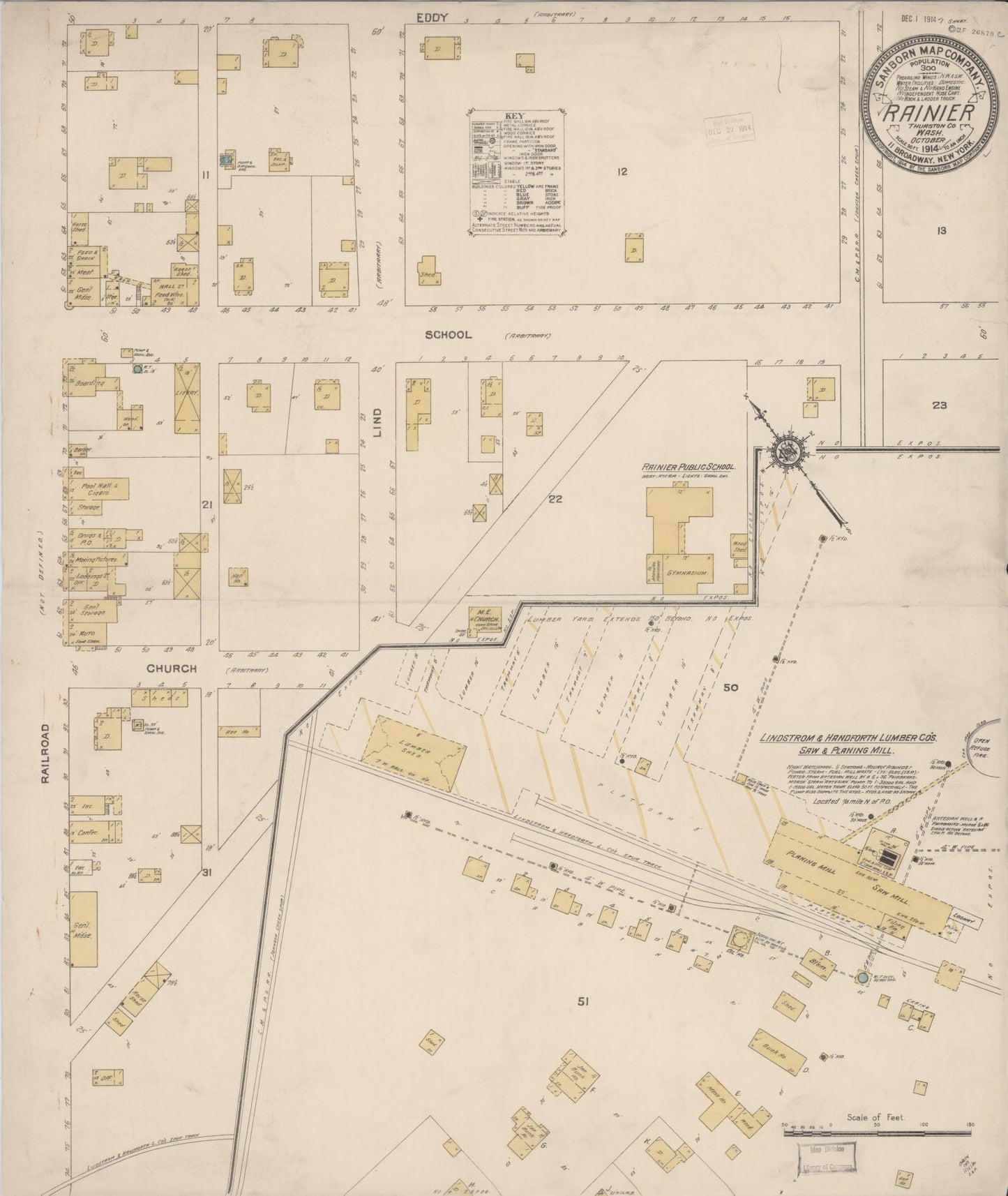 Sanborn Fire Insurance Map from Rainier, Thurston County, Washington (1914), Sheet #0001 - Historic Sanborn Fire Insurance Map Print, vintage old map wall art, antique decor, genealogy gift, Washington Washington map