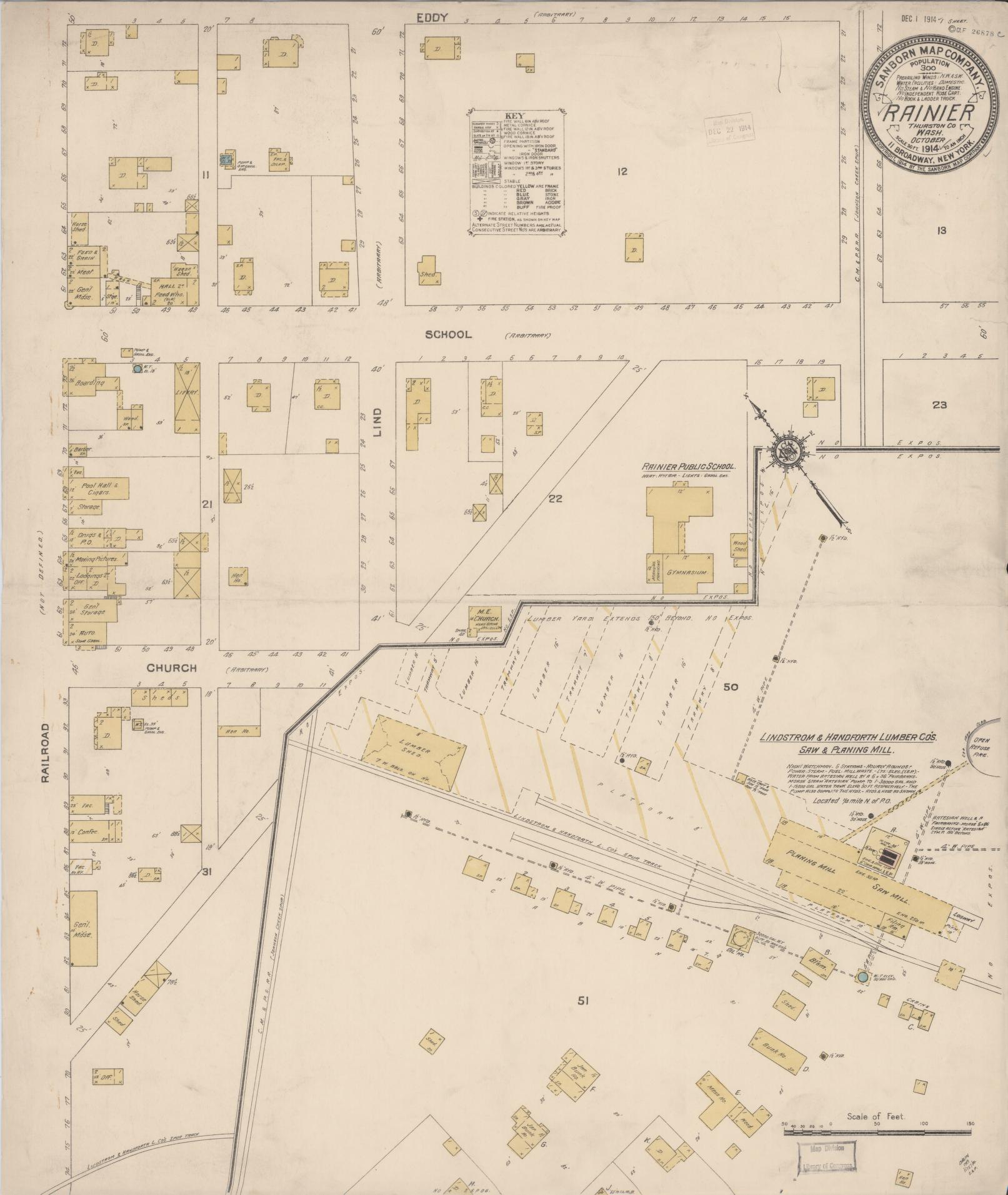 Sanborn Fire Insurance Map from Rainier, Thurston County, Washington (1914), Sheet #0001 - Historic Sanborn Fire Insurance Map Print, vintage old map wall art, antique decor, genealogy gift, Washington Washington map
