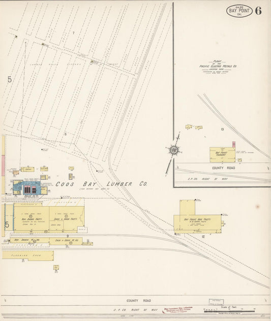 Sanborn Fire Insurance Map from Bay Point, Contra Costa County, California (1919), Sheet #0006 - Historic Sanborn Fire Insurance Map Print, vintage old map wall art, antique decor, genealogy gift, California California map