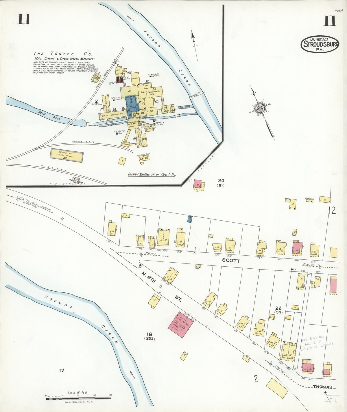Sanborn Fire Insurance Map from Stroudsburg, Monroe County, Pennsylvania (1923), Sheet #0011 - Complete Map Set gallery image, historic Sanborn map, vintage wall art, Pennsylvania Pennsylvania