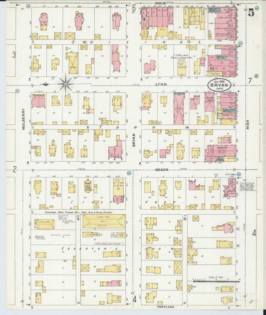 Sanborn Fire Insurance Map from Bryan, Williams County, Ohio (1905), Sheet #0005 - Historic Sanborn Fire Insurance Map Print, vintage old map wall art, antique decor, genealogy gift, Ohio Ohio map