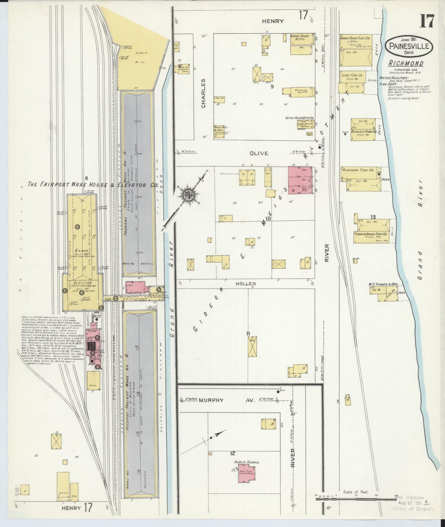 Sanborn Fire Insurance Map from Painesville, Lake County, Ohio (1911), Sheet #0017 - Historic Sanborn Fire Insurance Map Print, vintage old map wall art, antique decor, genealogy gift, Ohio Ohio map