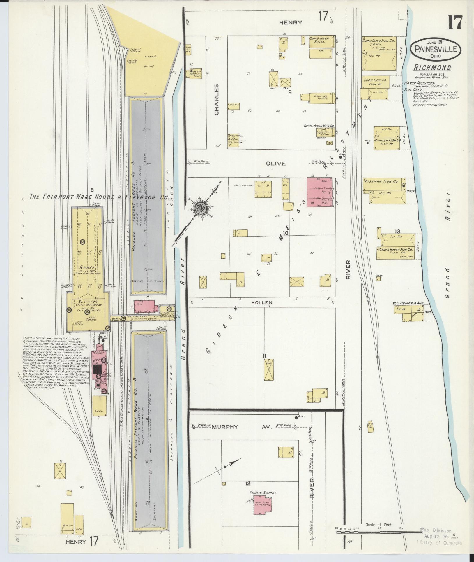Sanborn Fire Insurance Map from Painesville, Lake County, Ohio (1911), Sheet #0017 - Historic Sanborn Fire Insurance Map Print, vintage old map wall art, antique decor, genealogy gift, Ohio Ohio map