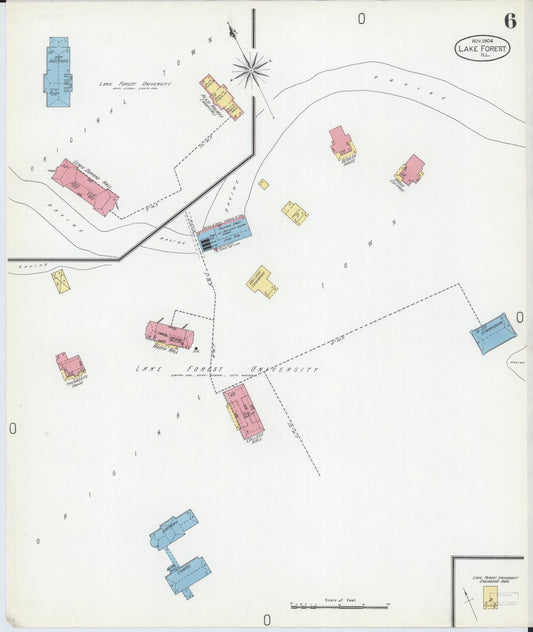 Sanborn Fire Insurance Map from Lake Forest, Lake County, Illinois (1904), Sheet #0006 - Historic Sanborn Fire Insurance Map Print, vintage old map wall art, antique decor, genealogy gift, Illinois Illinois map