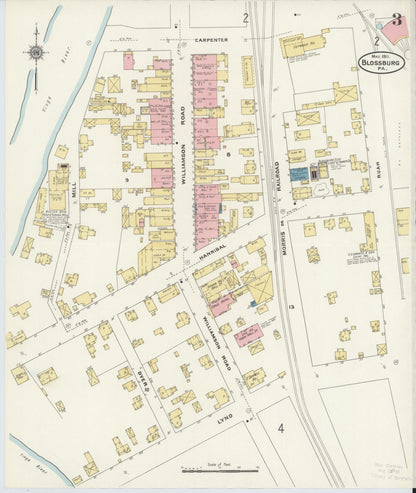 Sanborn Fire Insurance Map from Blossburg, Tioga County, Pennsylvania (1911), Sheet #0003 - Historic Sanborn Fire Insurance Map Print, vintage old map wall art, antique decor, genealogy gift, Pennsylvania Pennsylvania map
