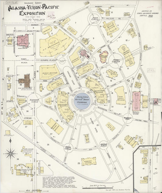 Sanborn Fire Insurance Map from Seattle, King County, Washington (1909), Sheet #0001 - Historic Sanborn Fire Insurance Map Print, vintage old map wall art, antique decor, genealogy gift, Washington Washington map