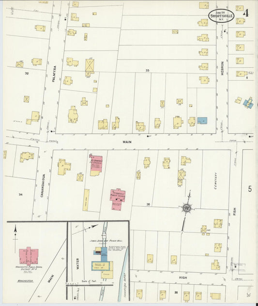 Sanborn Fire Insurance Map from Shortsville, Ontario County, New York (1911), Sheet #0004 - Historic Sanborn Fire Insurance Map Print, vintage old map wall art, antique decor, genealogy gift, New York New York map
