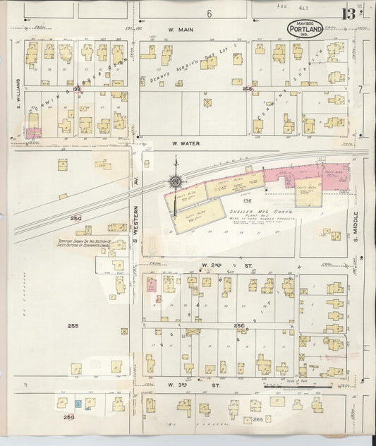 Sanborn Fire Insurance Map from Portland, Jay County, Indiana (1946), Sheet #0013 - Historic Sanborn Fire Insurance Map Print, vintage old map wall art, antique decor, genealogy gift, Indiana Indiana map