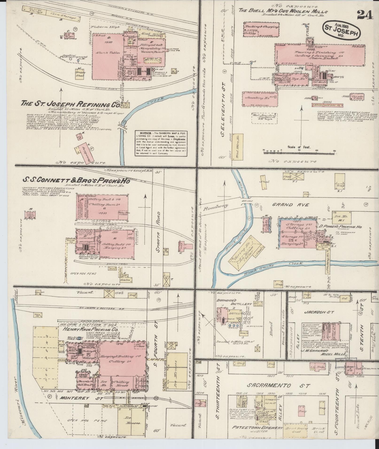 Sanborn Fire Insurance Map from Saint Joseph, Buchanan County, Missouri (1883), Sheet #0024 - Complete Map Set gallery image, historic Sanborn map, vintage wall art, Missouri Missouri