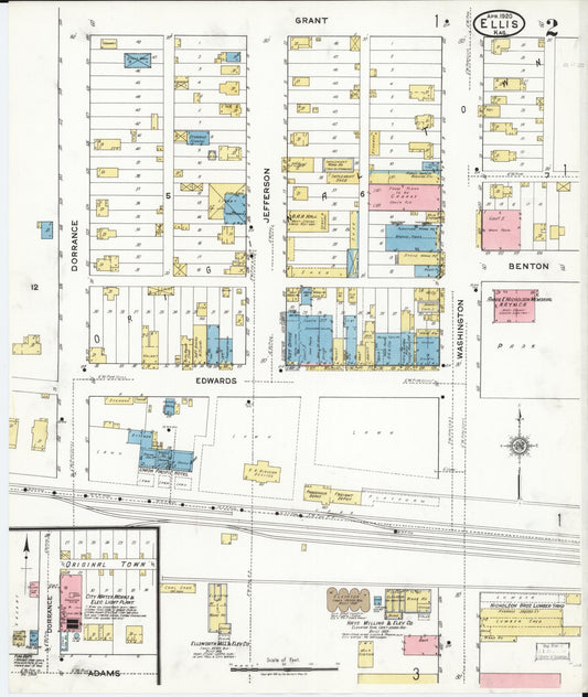 Sanborn Fire Insurance Map from Ellis, Ellis County, Kansas (1920), Sheet #0002 - Historic Sanborn Fire Insurance Map Print, vintage old map wall art, antique decor, genealogy gift, Kansas Kansas map