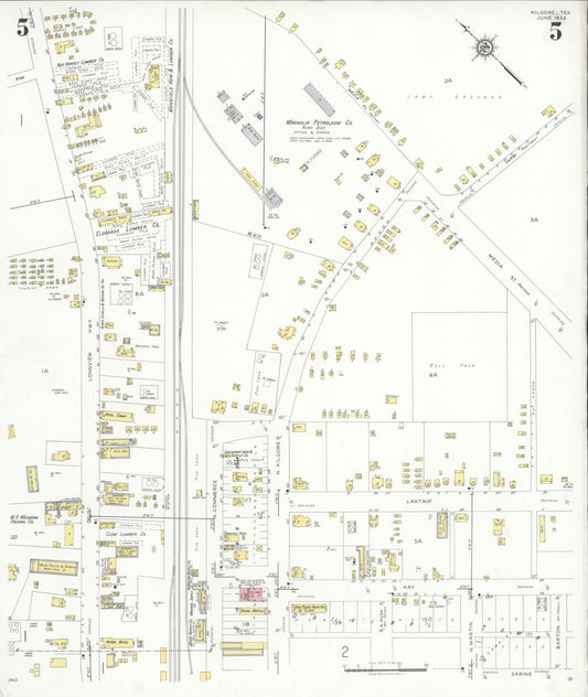 Sanborn Fire Insurance Map from Kilgore, Gregg County, Texas (1932), Sheet #0005 - Historic Sanborn Fire Insurance Map Print, vintage old map wall art, antique decor, genealogy gift, Texas Texas map