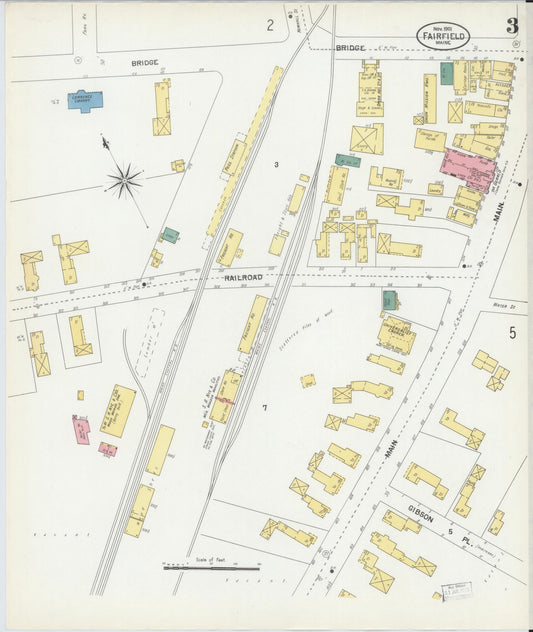 Sanborn Fire Insurance Map from Fairfield, Somerset County, Maine (1901), Sheet #0003 - Historic Sanborn Fire Insurance Map Print, vintage old map wall art, antique decor, genealogy gift, Maine Maine map