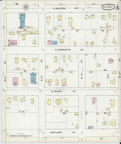 Sanborn Fire Insurance Map from Dixon, Lee County, Illinois (1891), Sheet #0005 - Complete Map Set gallery image, historic Sanborn map, vintage wall art, Illinois Illinois