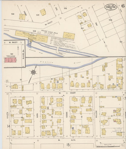 Sanborn Fire Insurance Map from Pendleton, Umatilla County, Oregon (1910), Sheet #0006 - Complete Map Set gallery image, historic Sanborn map, vintage wall art, Oregon Oregon