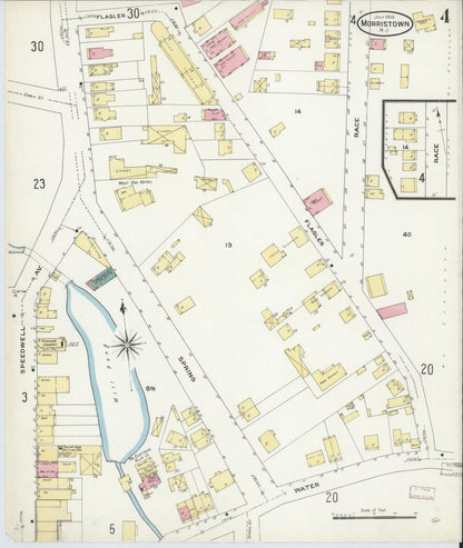 Sanborn Fire Insurance Map from Morristown, Morris County, New Jersey (1909), Sheet #0004 - Complete Map Set gallery image, historic Sanborn map, vintage wall art, New Jersey New Jersey