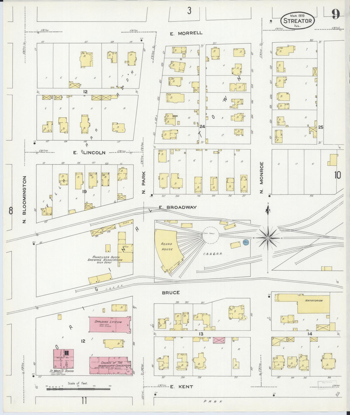 Sanborn Fire Insurance Map from Streator, La Salle County, Illinois (1909), Sheet #0009 - Complete Map Set gallery image, historic Sanborn map, vintage wall art, Illinois Illinois