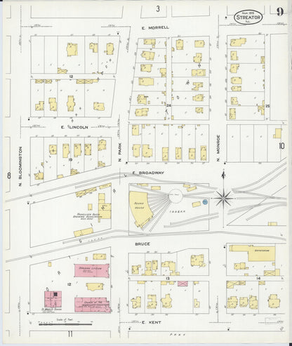 Sanborn Fire Insurance Map from Streator, La Salle County, Illinois (1909), Sheet #0009 - Complete Map Set gallery image, historic Sanborn map, vintage wall art, Illinois Illinois