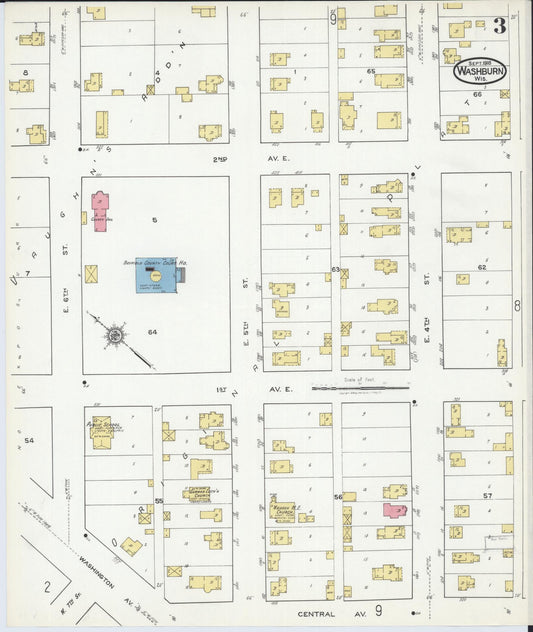 Sanborn Fire Insurance Map from Washburn, Bayfield County, Wisconsin (1918), Sheet #0003 - Historic Sanborn Fire Insurance Map Print, vintage old map wall art, antique decor, genealogy gift, Wisconsin Wisconsin map