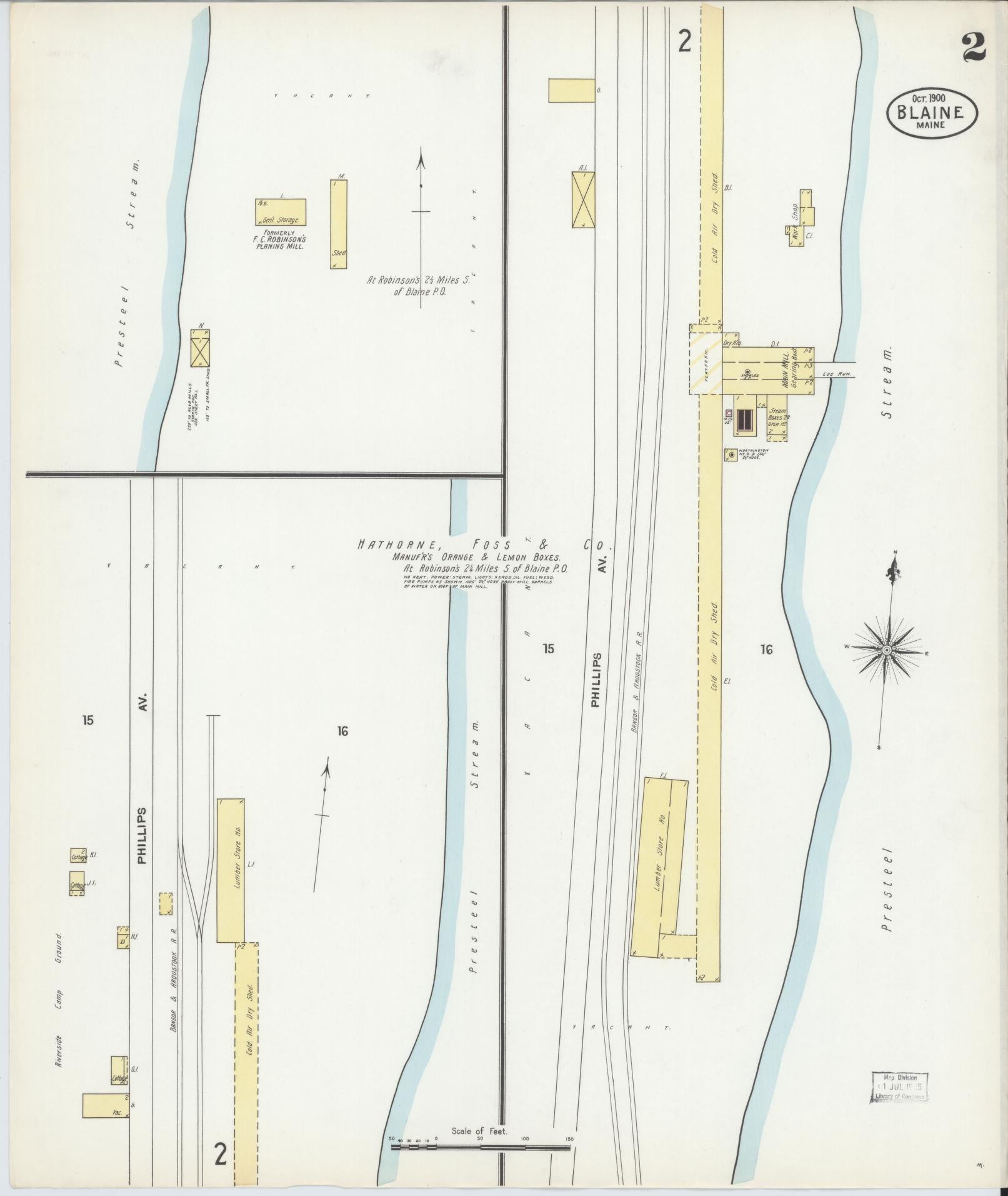 Sanborn Fire Insurance Map from Blaine, Aroostook County, Maine (1900), Sheet #0002 - Complete Map Set gallery image, historic Sanborn map, vintage wall art, Maine Maine