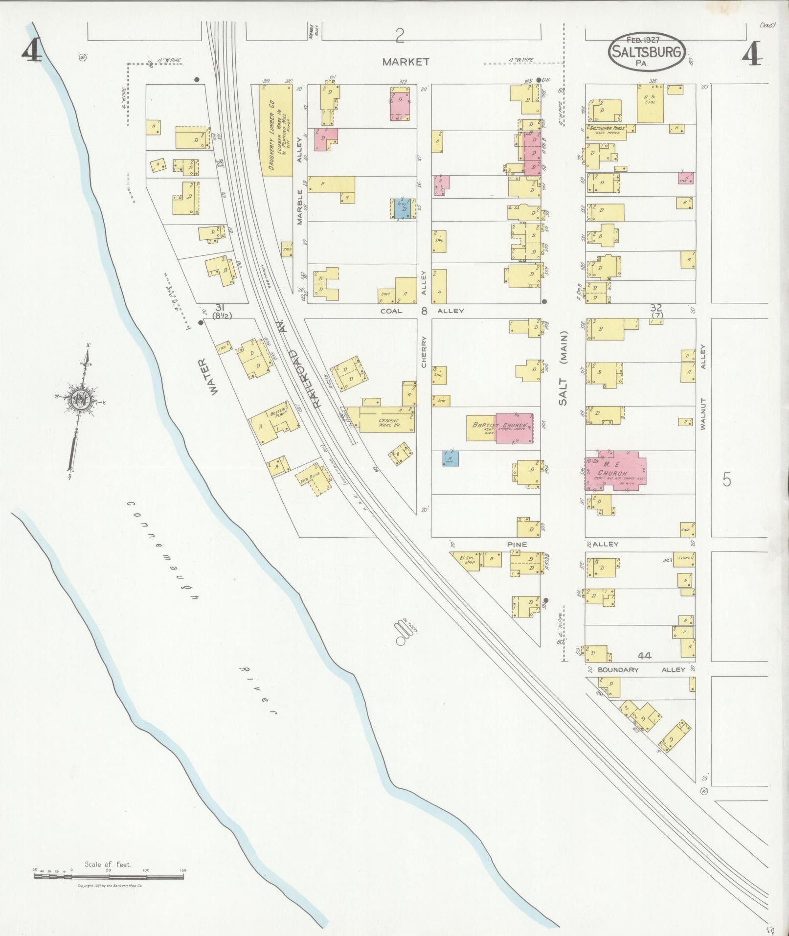Sanborn Fire Insurance Map from Saltsburg, Indiana County, Pennsylvania (1927), Sheet #0004 - Complete Map Set gallery image, historic Sanborn map, vintage wall art, Pennsylvania Pennsylvania