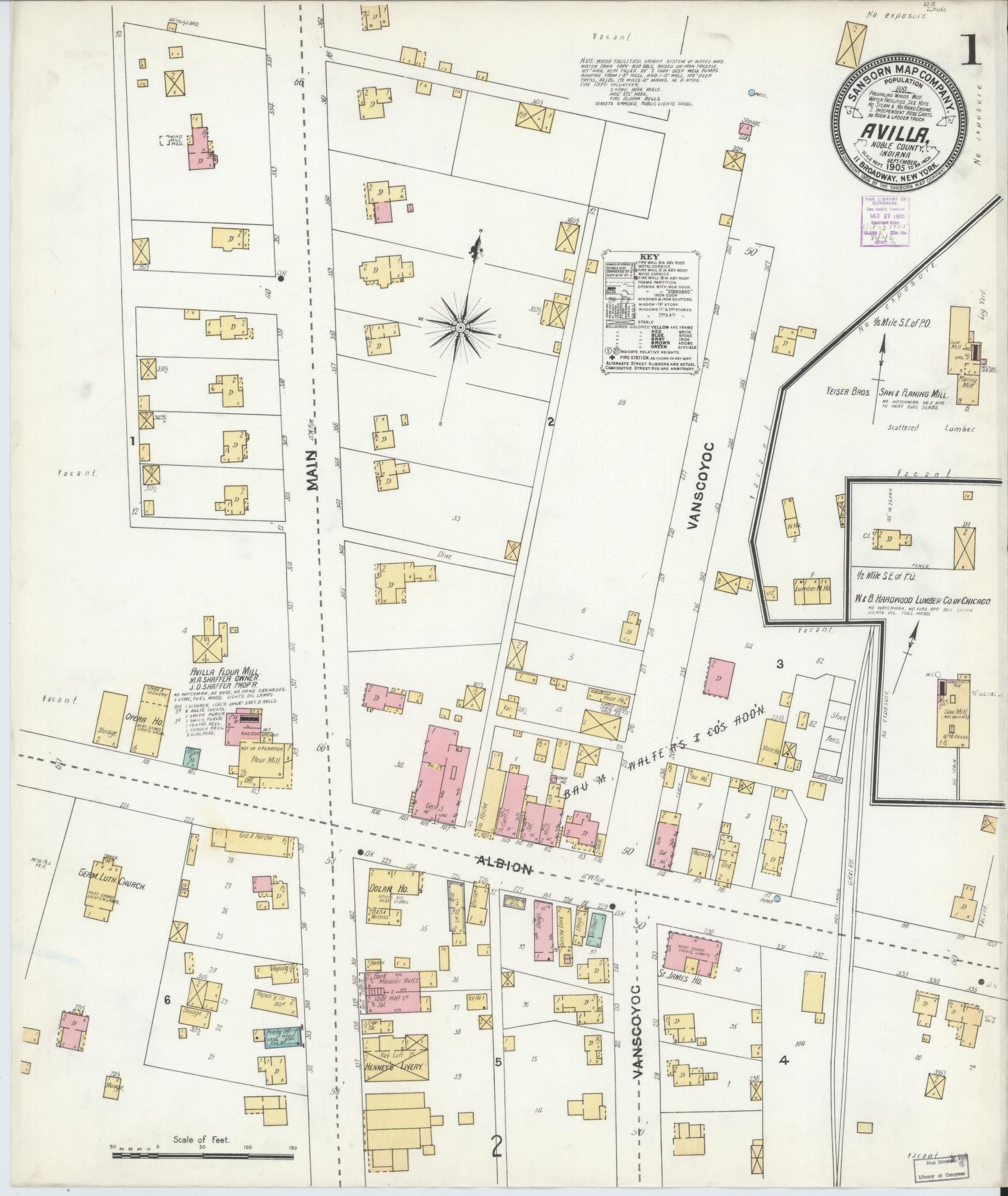Sanborn Fire Insurance Map from Avilla, Noble County, Indiana. (1905) – Historic Sanborn Fire Insurance Map Print