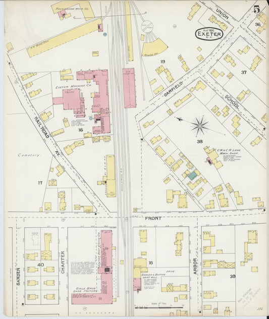 Sanborn Fire Insurance Map from Exeter, Rockingham County, New Hampshire (1892), Sheet #0005 - Historic Sanborn Fire Insurance Map Print, vintage old map wall art, antique decor, genealogy gift, New Hampshire New Hampshire map