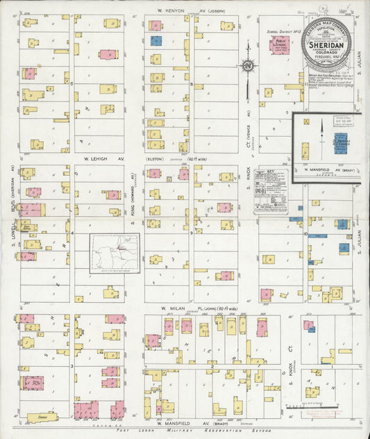 Sanborn Fire Insurance Map from Sheridan, Arapahoe County, Colorado (1930), Sheet #0001 - Historic Sanborn Fire Insurance Map Print, vintage old map wall art, antique decor, genealogy gift, Colorado Colorado map