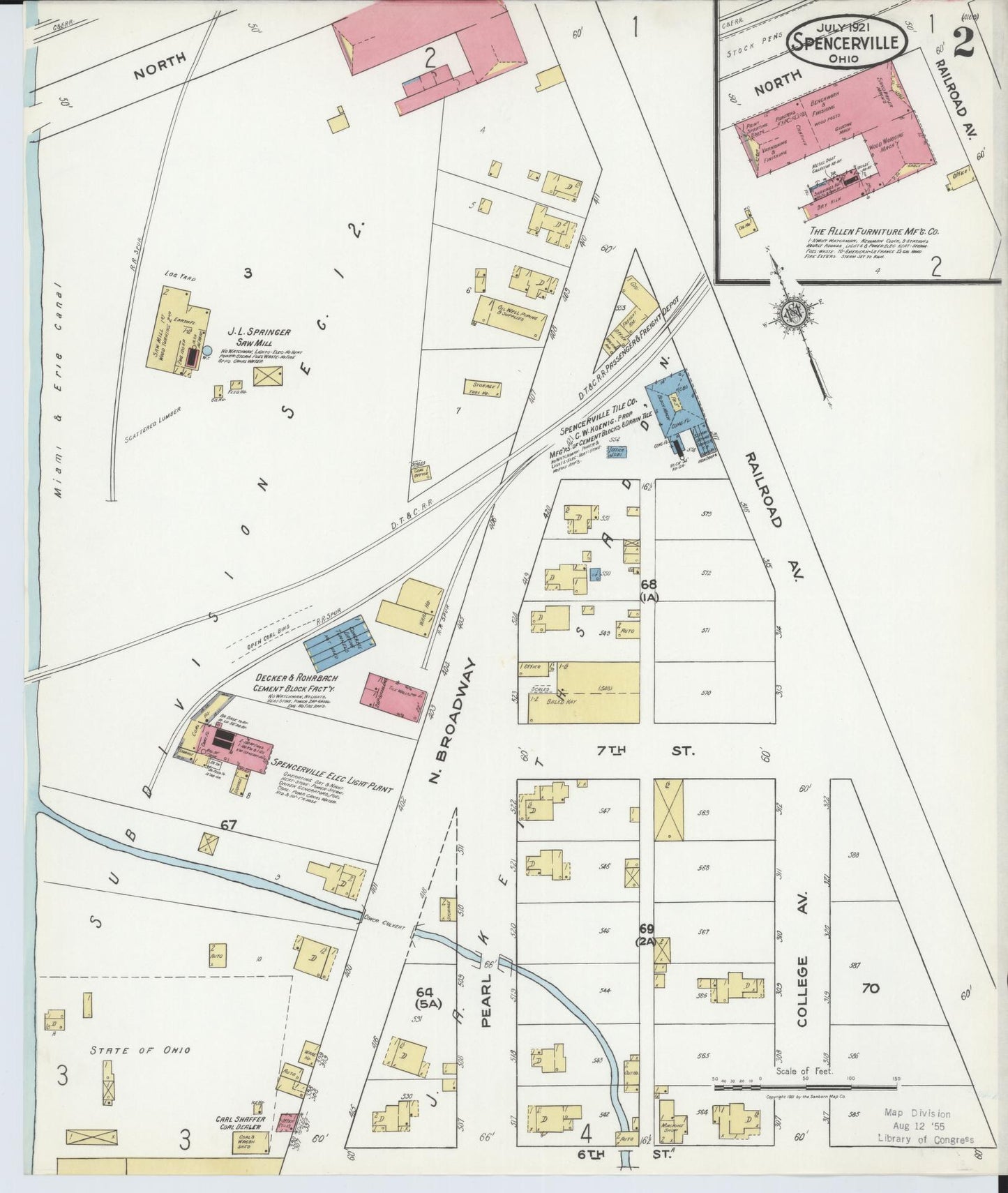 Sanborn Fire Insurance Map from Spencerville, Allen County, Ohio (1921), Sheet #0002 - Complete Map Set gallery image, historic Sanborn map, vintage wall art, Ohio Ohio