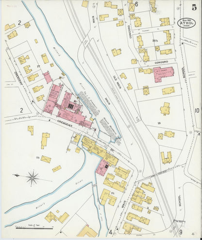 Sanborn Fire Insurance Map from Athol, Worcester County, Massachusetts (1905), Sheet #0005 - Complete Map Set gallery image, historic Sanborn map, vintage wall art, Massachusetts Massachusetts
