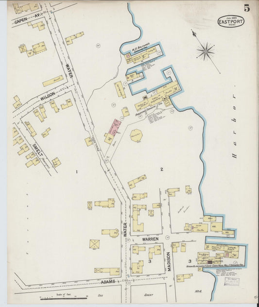 Sanborn Fire Insurance Map from Eastport, Washington County, Maine (1888), Sheet #0005 - Historic Sanborn Fire Insurance Map Print, vintage old map wall art, antique decor, genealogy gift, Maine Maine map