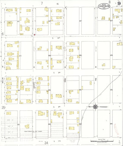 Sanborn Fire Insurance Map from Coeur D'alene, Kootenai County, Idaho (1921), Sheet #0009 - Complete Map Set gallery image, historic Sanborn map, vintage wall art, Idaho Idaho