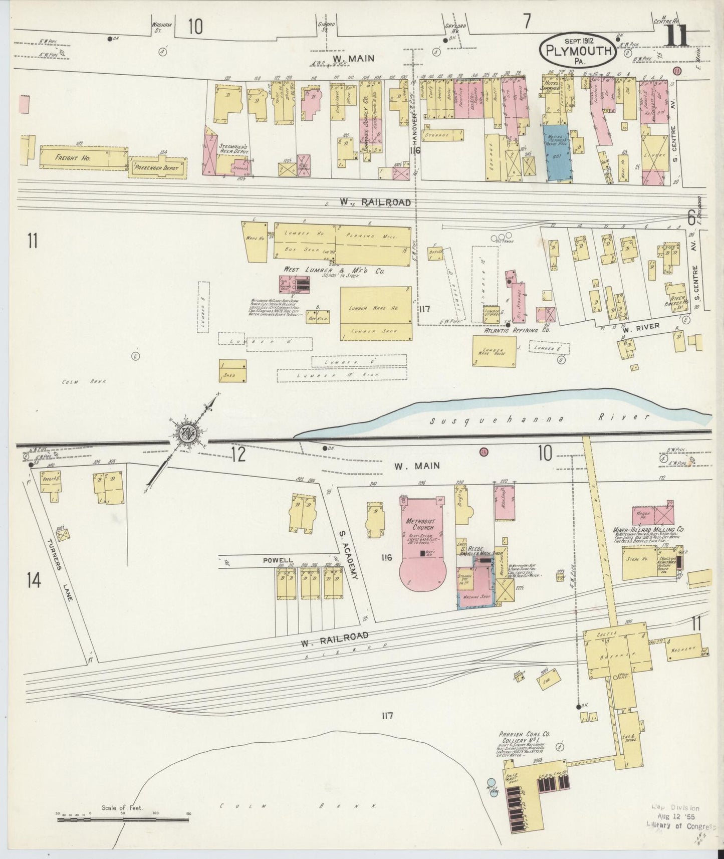 Sanborn Fire Insurance Map from Plymouth, Luzerne County, Pennsylvania (1912), Sheet #0011 - Complete Map Set gallery image, historic Sanborn map, vintage wall art, Pennsylvania Pennsylvania