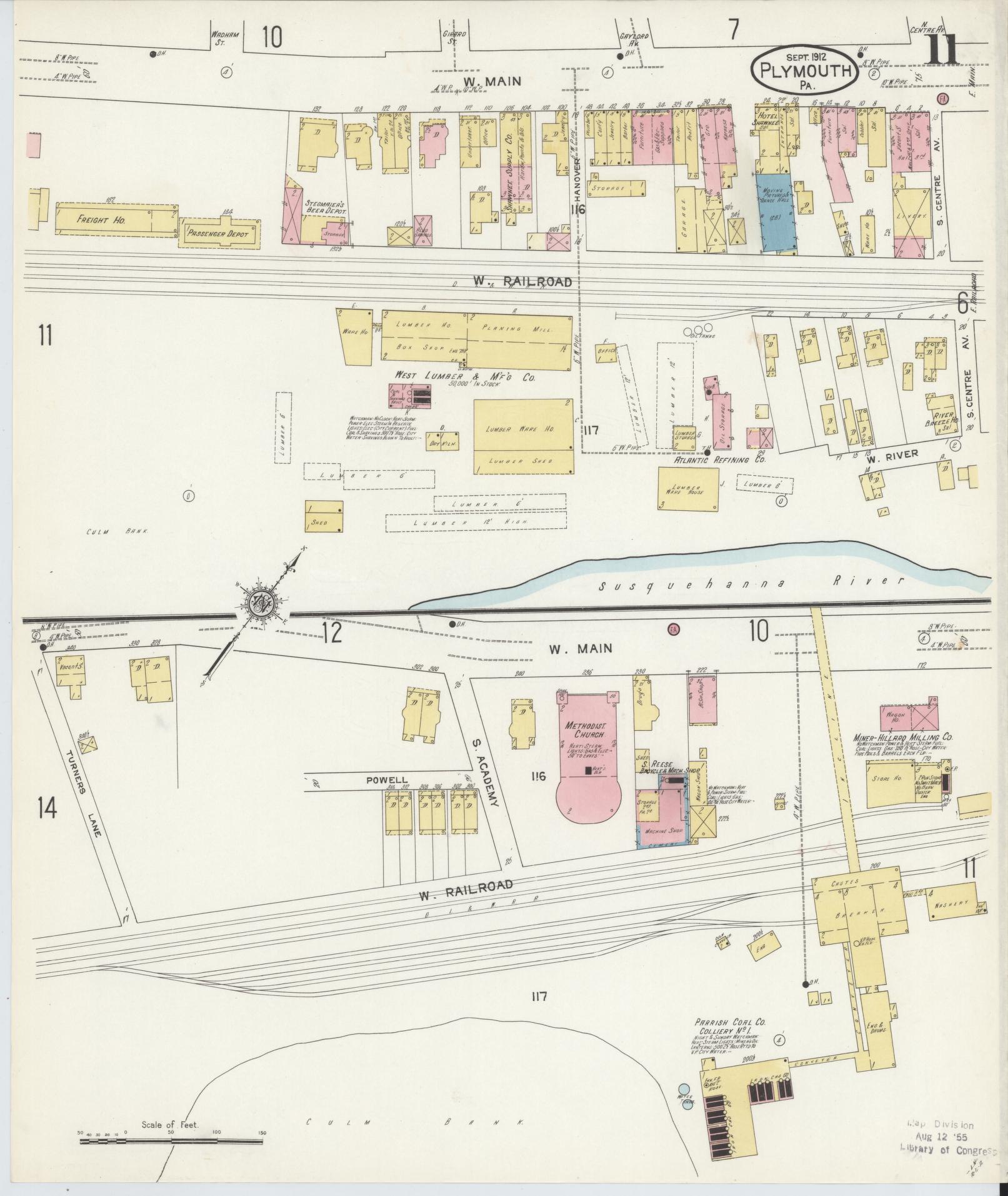 Sanborn Fire Insurance Map from Plymouth, Luzerne County, Pennsylvania (1912), Sheet #0011 - Complete Map Set gallery image, historic Sanborn map, vintage wall art, Pennsylvania Pennsylvania