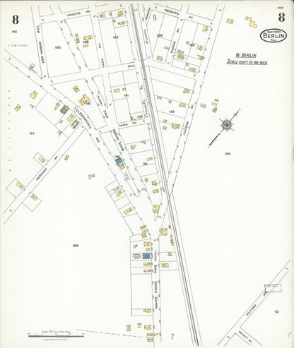 Sanborn Fire Insurance Map from Berlin, Camden County, New Jersey (1923), Sheet #0008 - Complete Map Set gallery image, historic Sanborn map, vintage wall art, New Jersey New Jersey