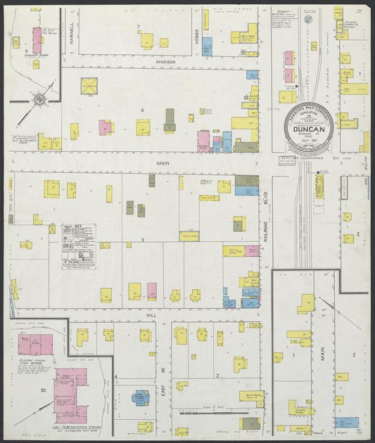 Sanborn Fire Insurance Map from Duncan, Greenlee County, Arizona (1917), Sheet #0001 - Historic Sanborn Fire Insurance Map Print, vintage old map wall art, antique decor, genealogy gift, Arizona Arizona map