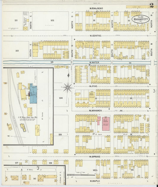Sanborn Fire Insurance Map from Mahanoy City, Schuylkill County, Pennsylvania (1902), Sheet #0002 - Historic Sanborn Fire Insurance Map Print, vintage old map wall art, antique decor, genealogy gift, Pennsylvania Pennsylvania map