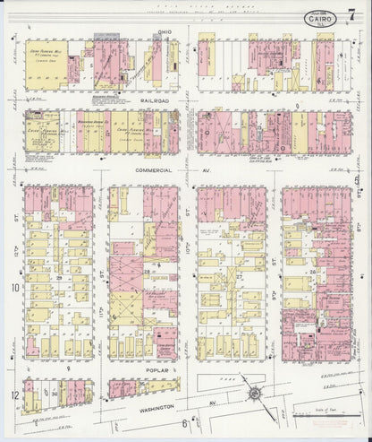 Sanborn Fire Insurance Map from Cairo, Alexander County, Illinois (1914), Sheet #0007 - Complete Map Set gallery image, historic Sanborn map, vintage wall art, Illinois Illinois