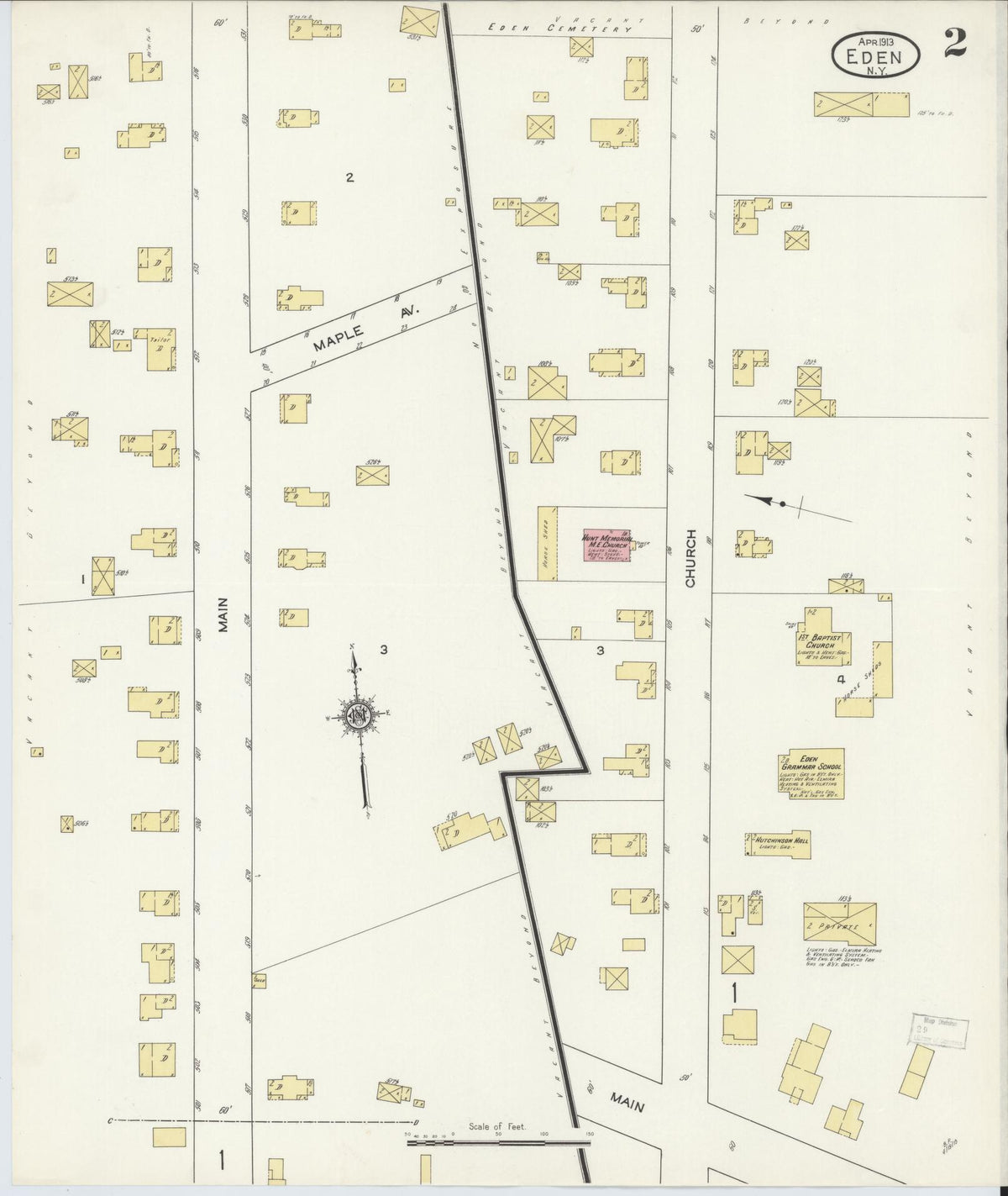 Sanborn Fire Insurance Map from Eden, Erie County, New York (1913), Sheet #0002 - Complete Map Set gallery image, historic Sanborn map, vintage wall art, New York New York