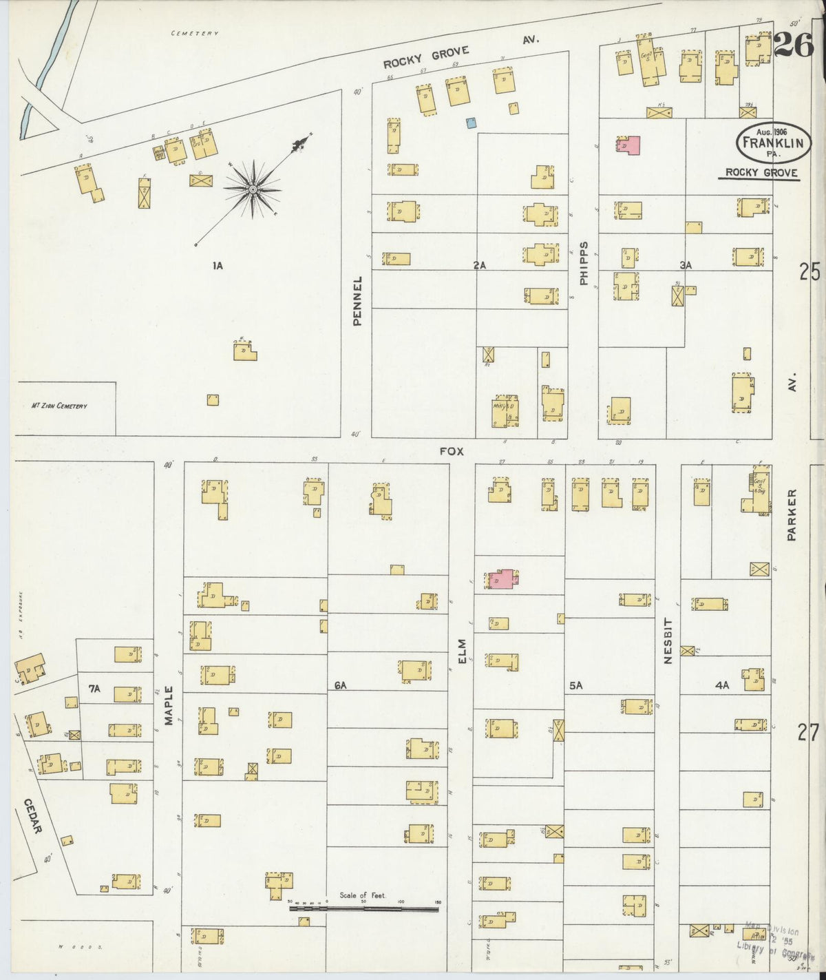 Sanborn Fire Insurance Map from Franklin, Venango County, Pennsylvania (1906), Sheet #0026 - Complete Map Set gallery image, historic Sanborn map, vintage wall art, Pennsylvania Pennsylvania