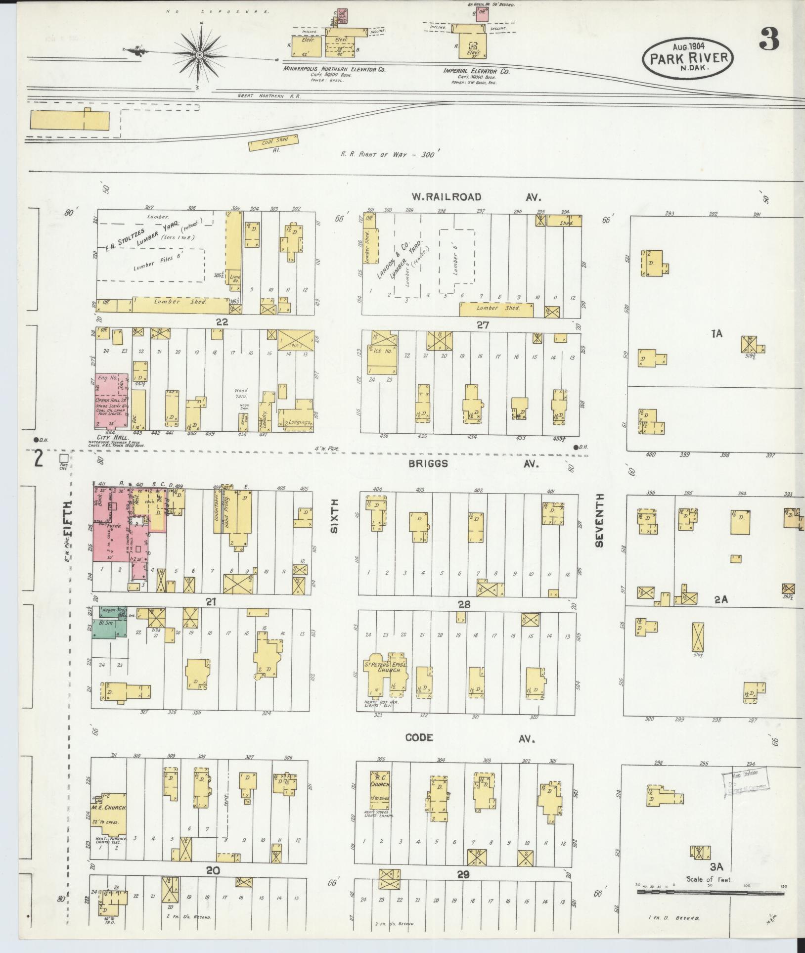 Sanborn Fire Insurance Map from Park River, Walsh County, North Dakota (1904), Sheet #0005 - Complete Map Set gallery image, historic Sanborn map, vintage wall art, North Dakota North Dakota
