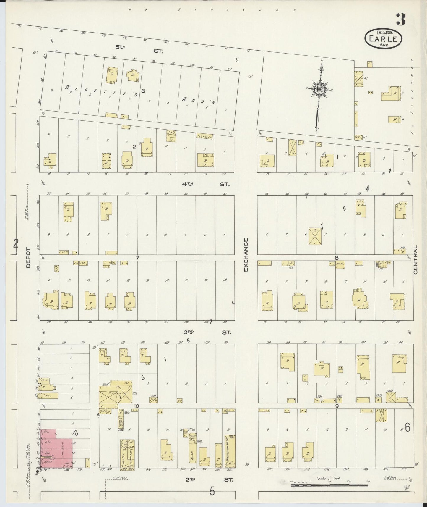 Sanborn Fire Insurance Map from Earle, Crittenden County, Arkansas (1913), Sheet #0003 - Complete Map Set gallery image, historic Sanborn map, vintage wall art, Arkansas Arkansas