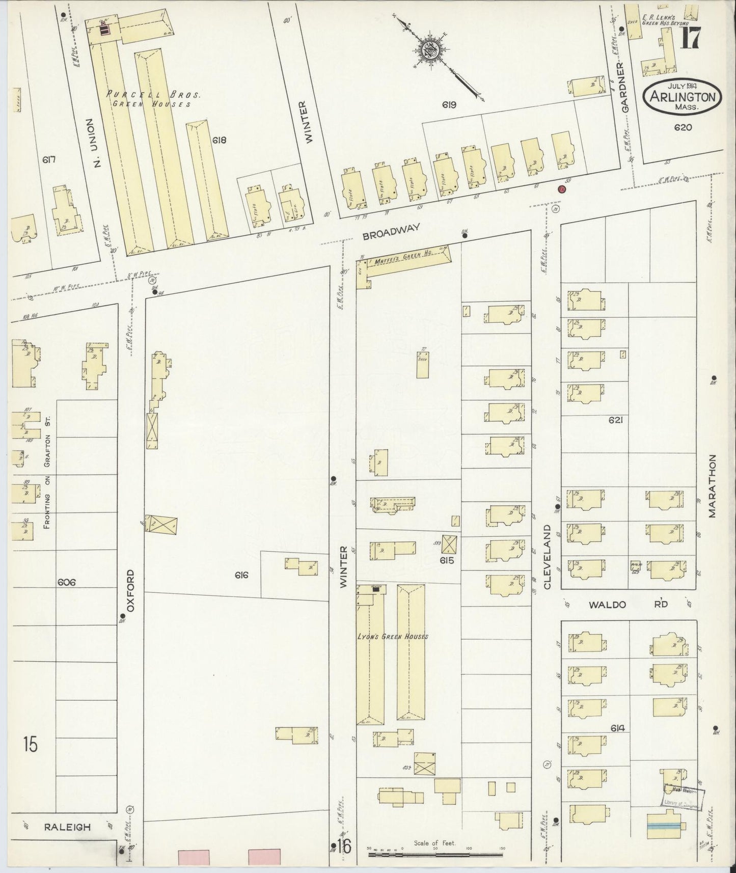Sanborn Fire Insurance Map from Arlington, Middlesex County, Massachusetts (1914), Sheet #0017 - Complete Map Set gallery image, historic Sanborn map, vintage wall art, Massachusetts Massachusetts